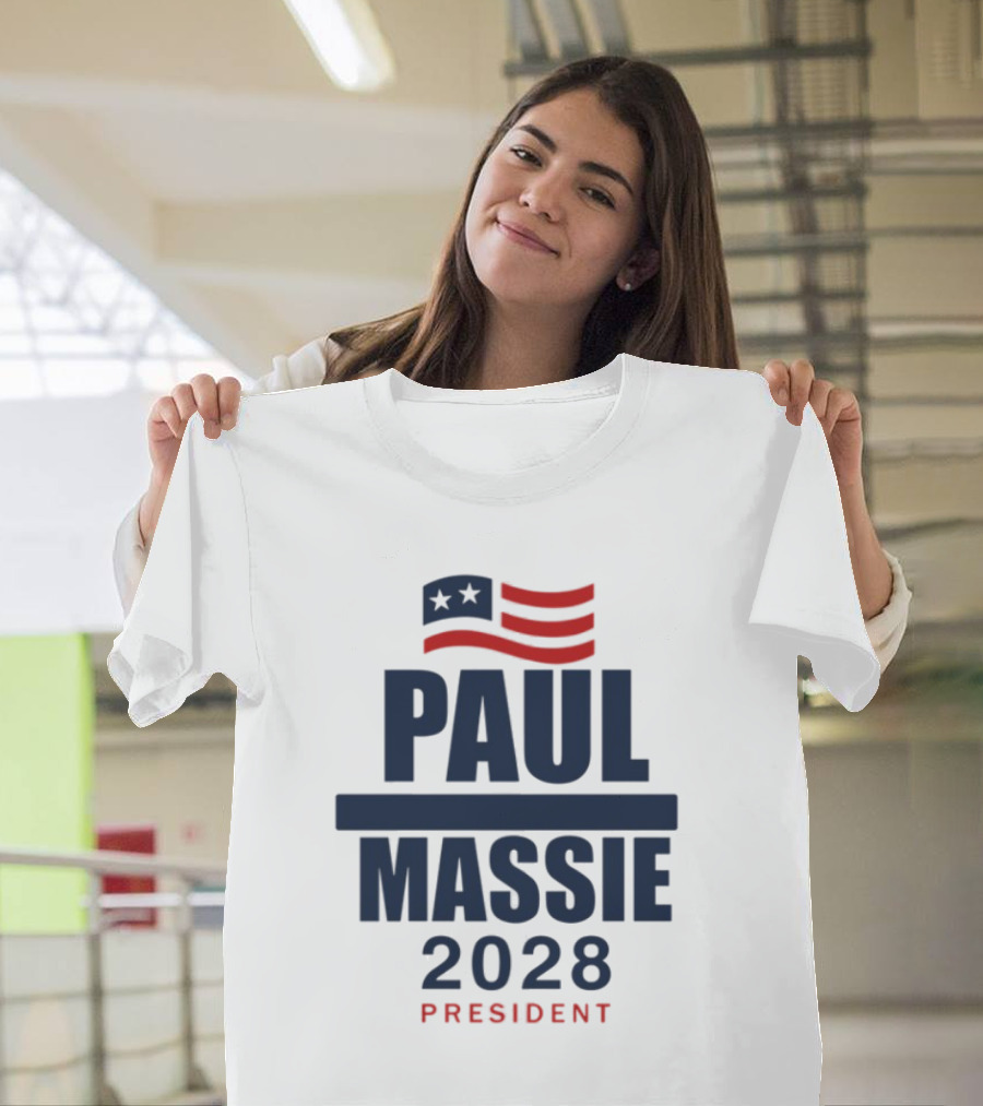 Paul Massie 2028 President Campaign With American Flag Icon T-Shirt
