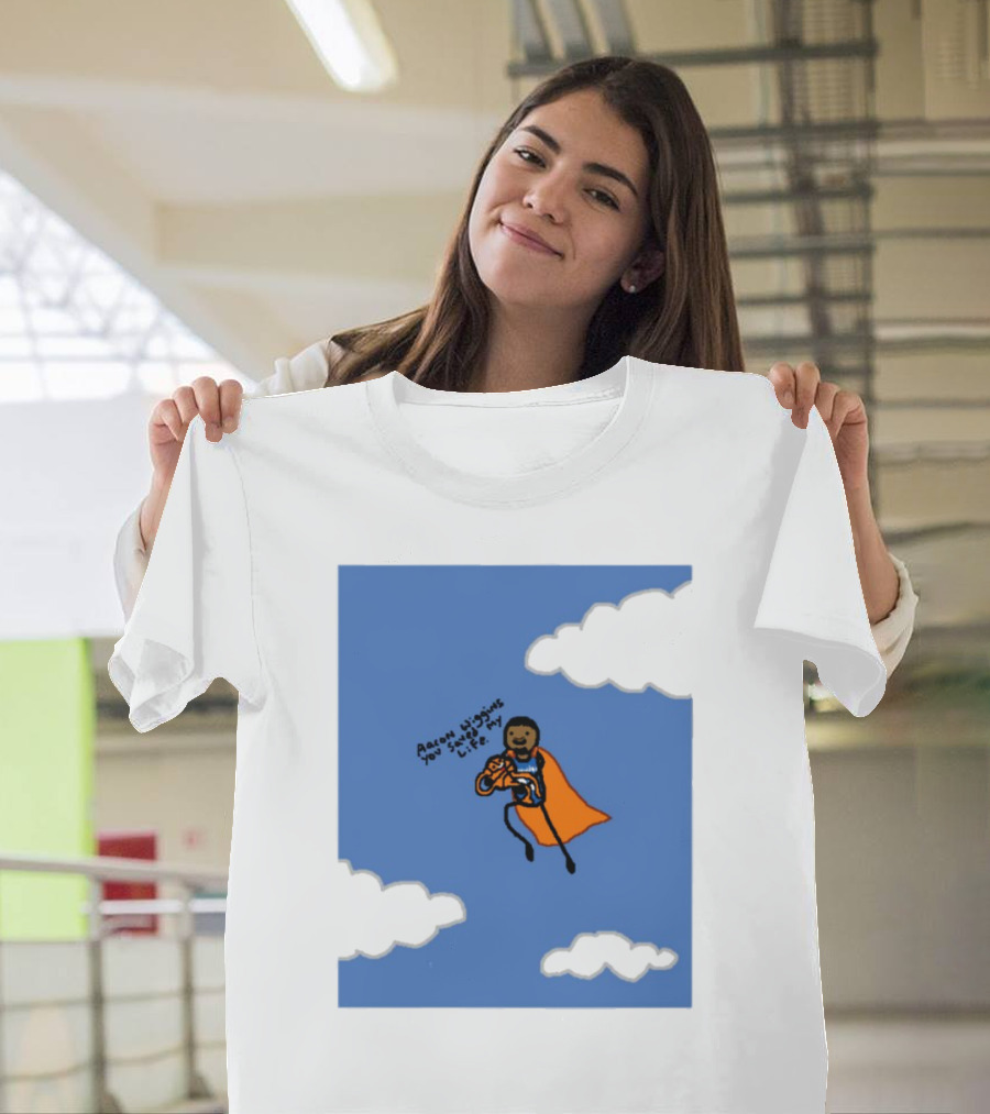 Aaron Wiggins You Saved My Life Superhero Drawing Floating In Clouds T-Shirt