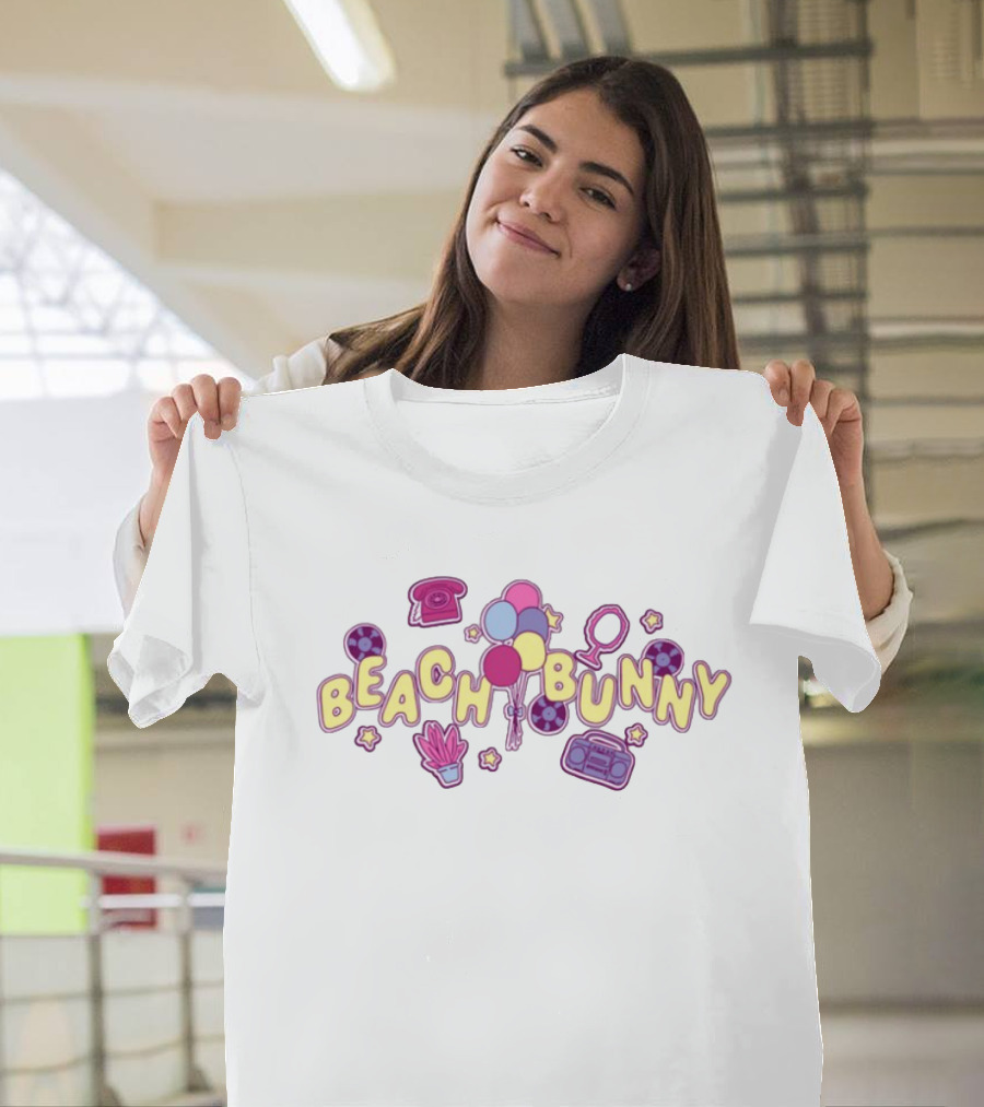 Beach Bunny Balloons Boombox Phone Retro Aesthetic T-Shirt