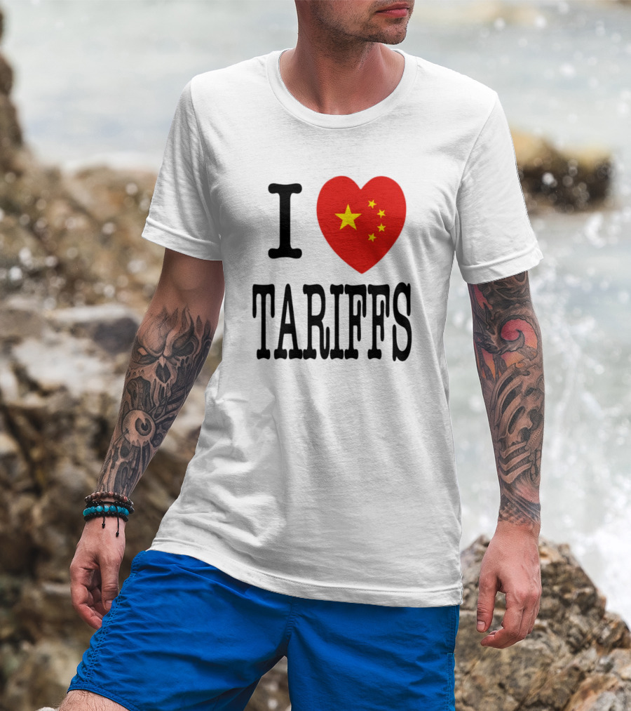 Flags Heart Tariffs China Stars T-Shirt