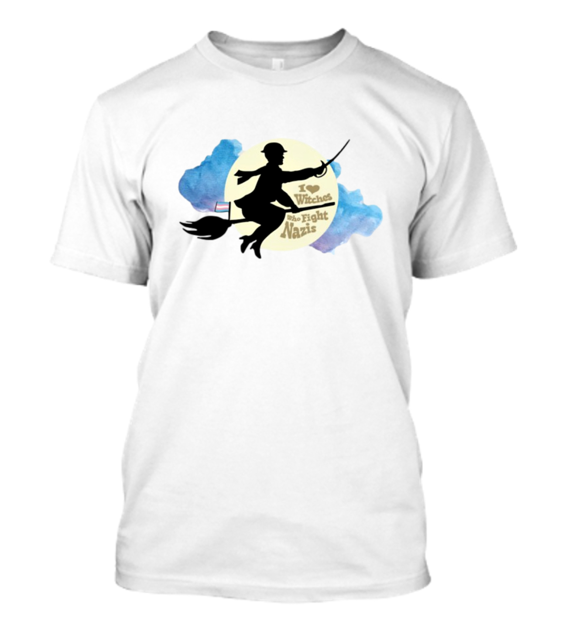 I Heart Witches Who Fight Nazis Riding Broomstick LGBTQ Support T-Shirt