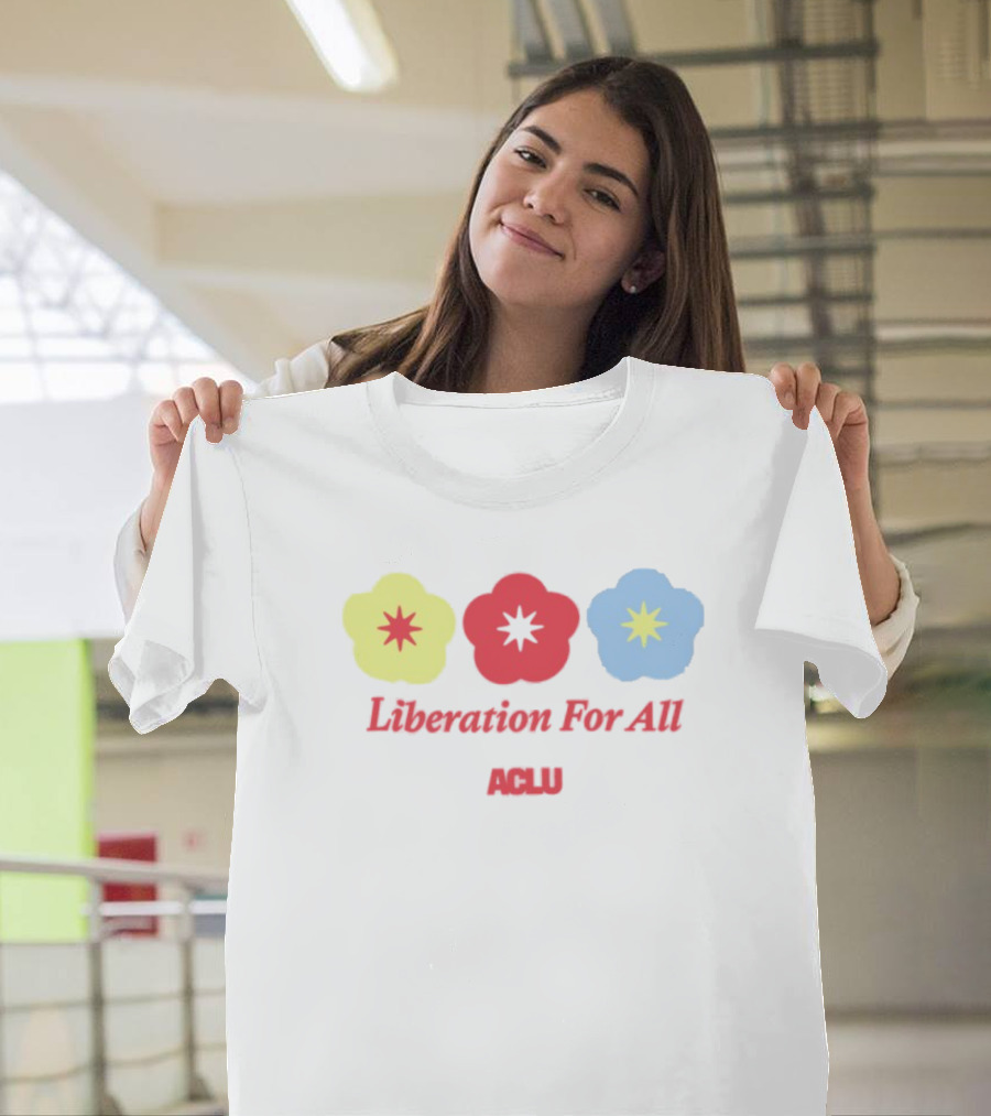 Liberation For All ACLU Flowers Red Yellow Blue T-Shirt