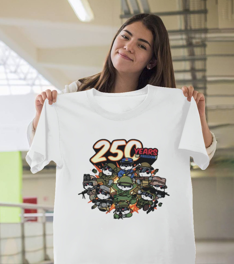 Mandatoryfunday 250 Years Of Freedom Military Characters Celebration T-Shirt