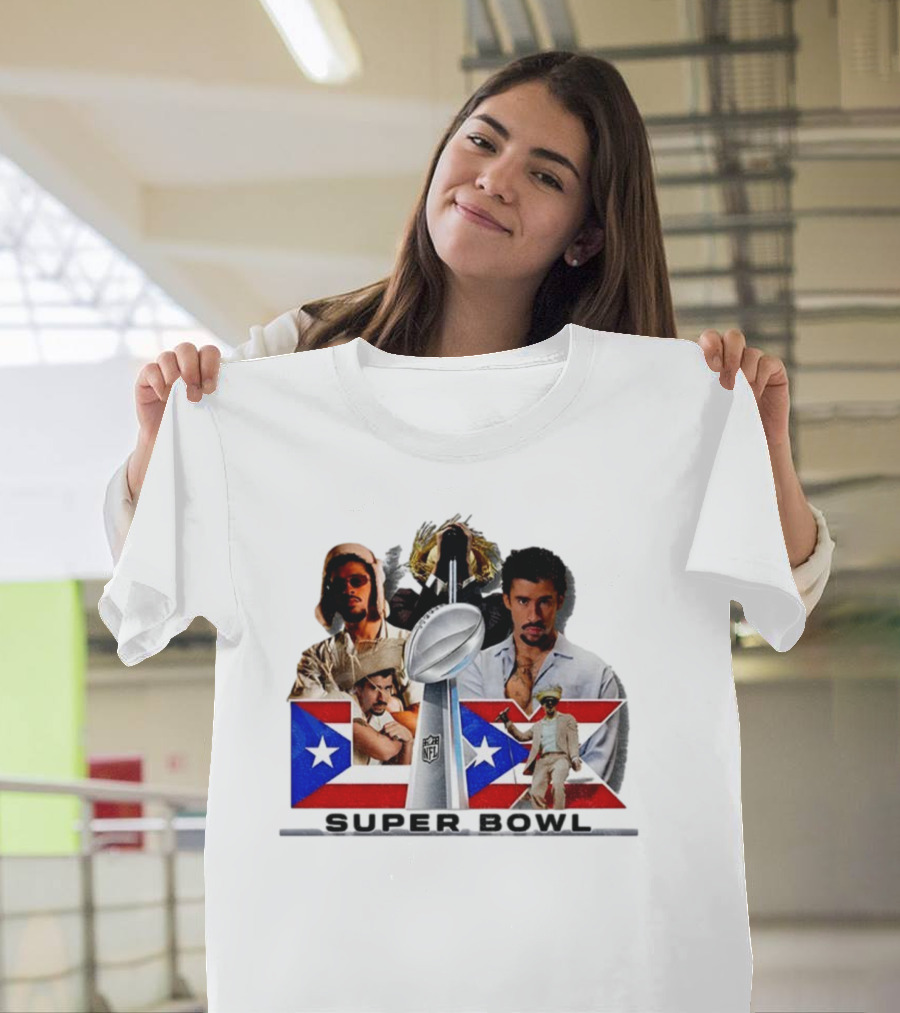 Bad Bunny Super Bowl 2026 Puerto Rican Flag NFL Halftime Show T-Shirt