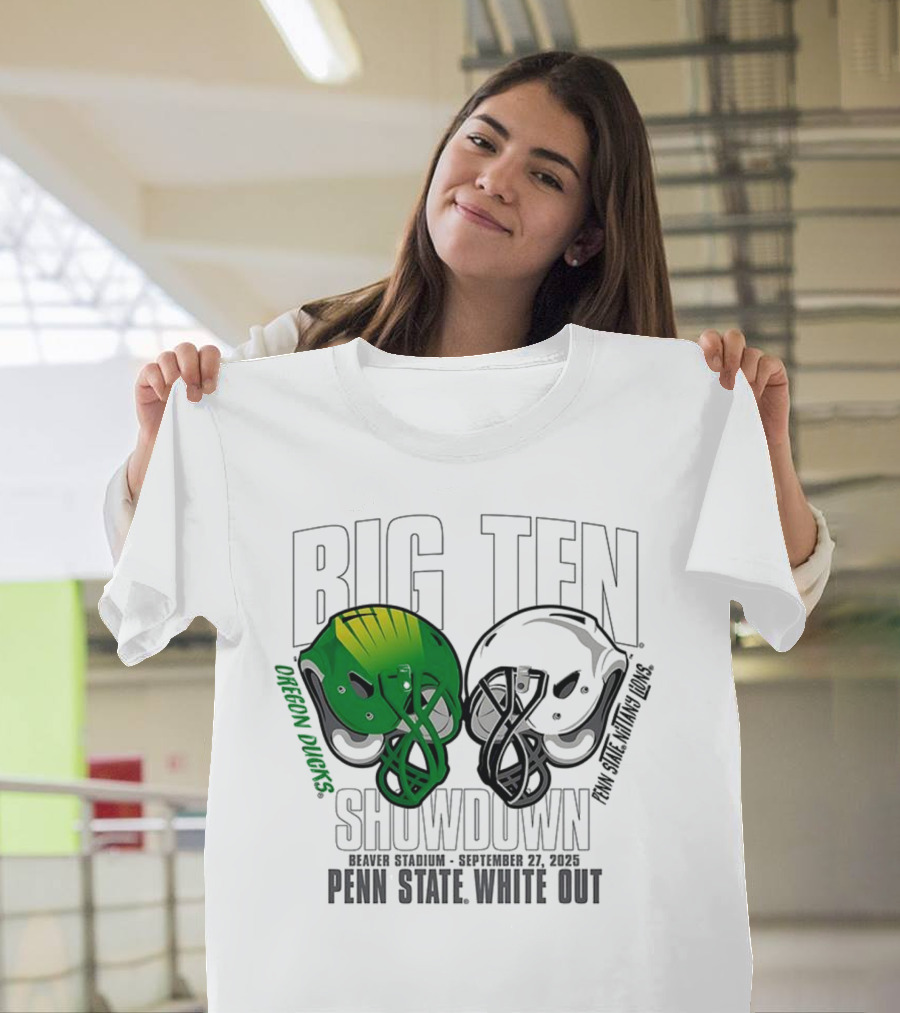 Penn State Nittany Lions Vs Oregon Ducks Football Big Ten Showdown 2025 White Out T-Shirt