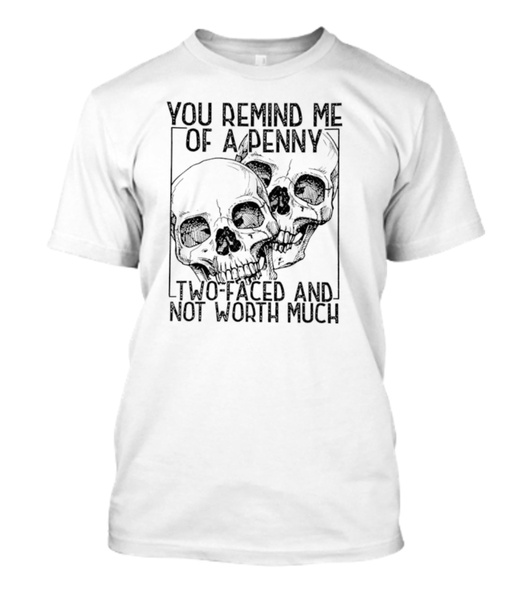 You Remind Me Of A Penny Two Faced And Not Worth Much Skull T-Shirt