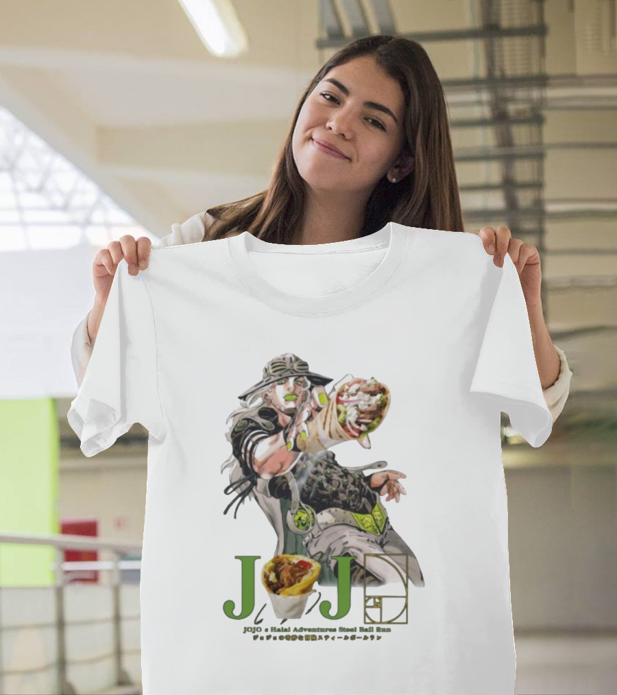 Jojo’s Halal Adventure Steel Ball Run Gyro Burrito Manga Crossover T-Shirt