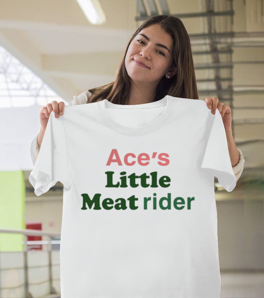 Ace's Little Meat Rider Text Bold Red Green T-Shirt