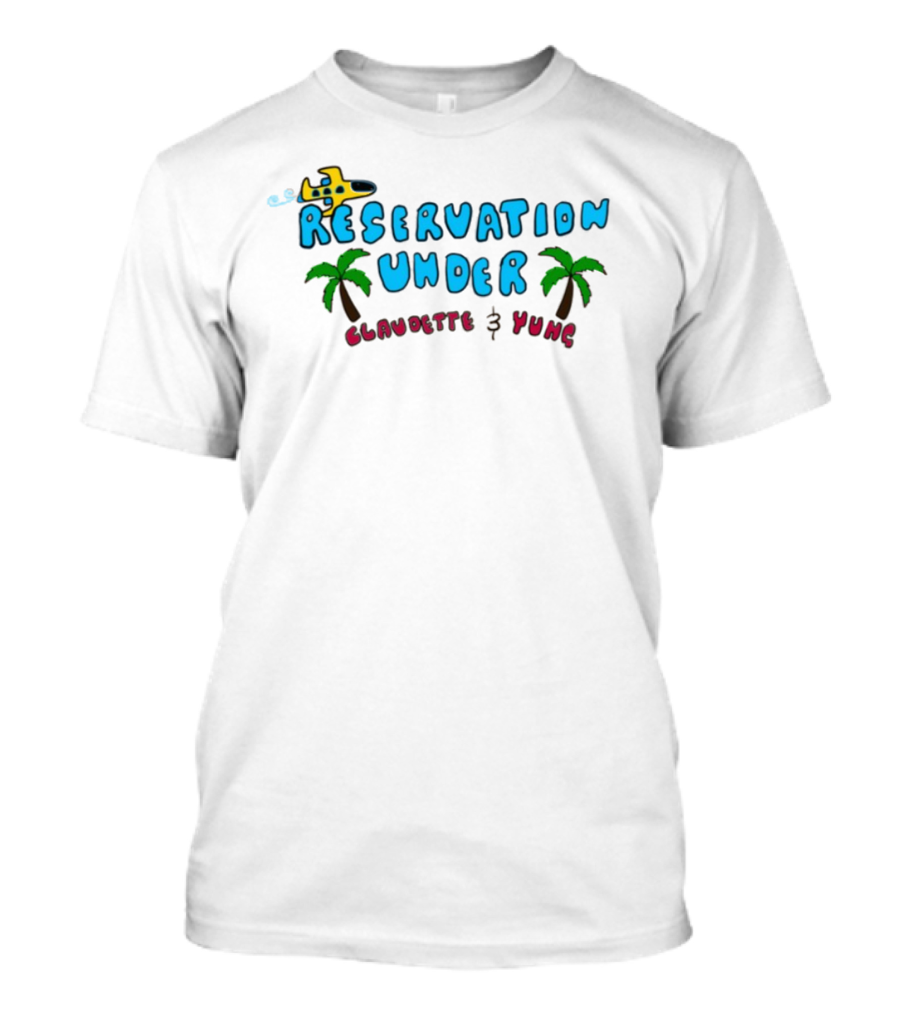 Reservation Under Claudette Yung Beach Beds Tropical Vacation T-Shirt