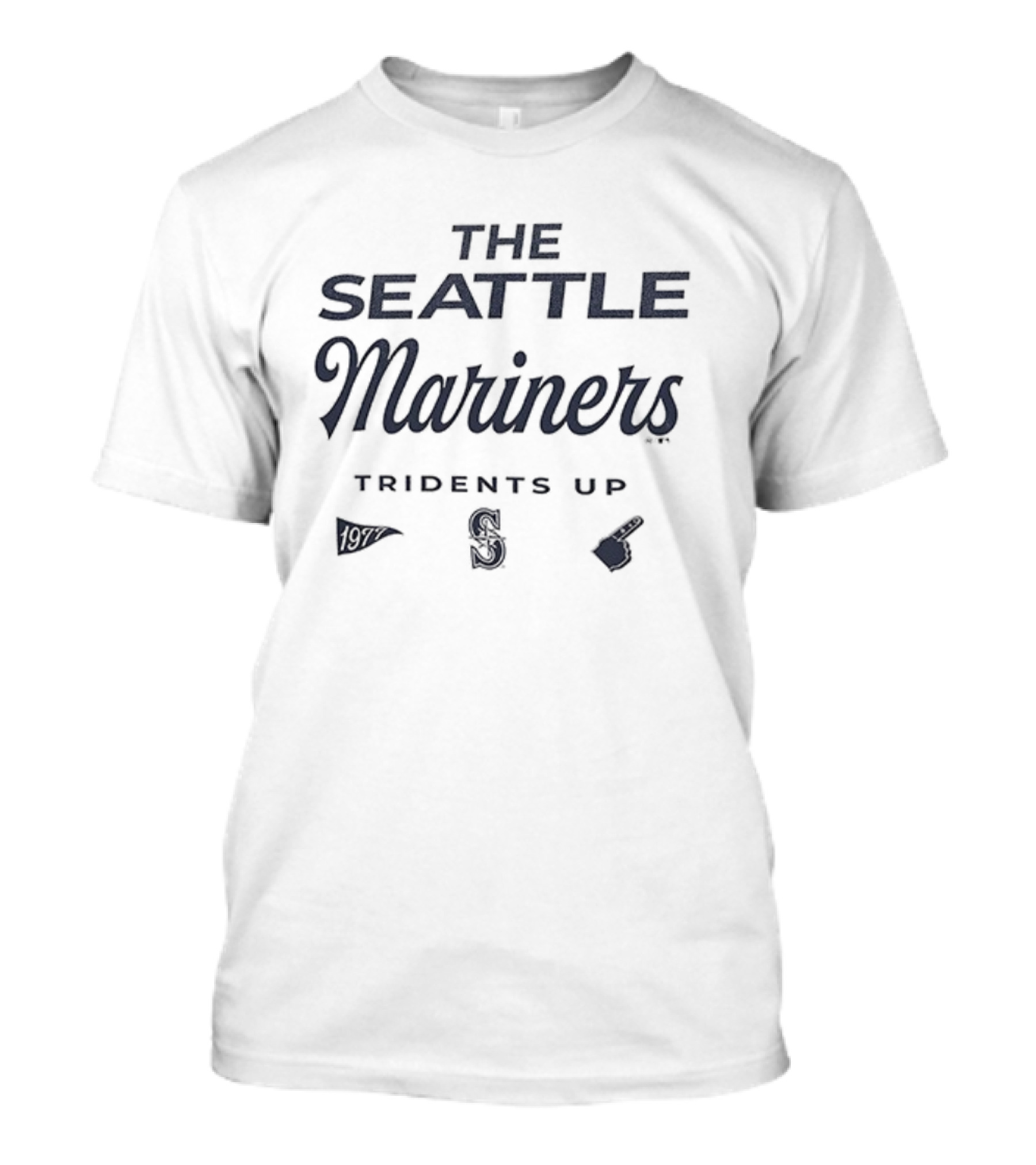 Seattle Mariners Tridents Up Foam Finger And Baseball Icons T-Shirt