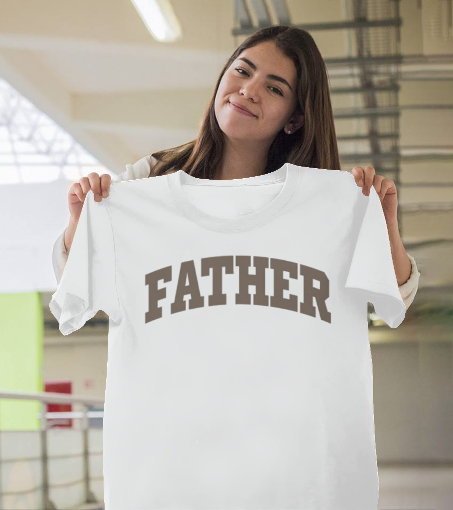Unwell Father Text Arch Style Brown Letters T-Shirt