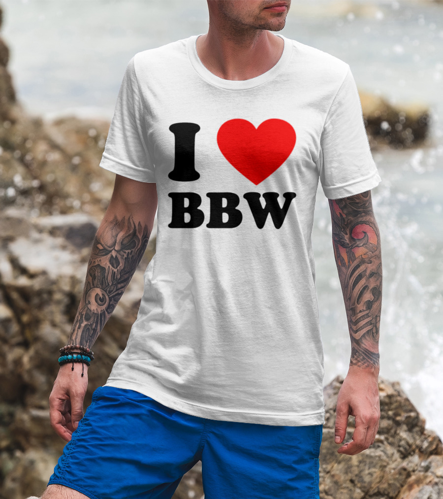 I Love BBW Heart Symbol Statement T-Shirt