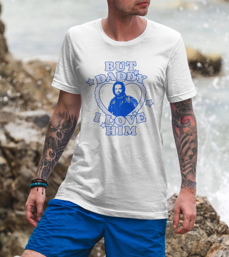 But Daddy I Love Him Bucky Barnes Blue Heart Stars T-Shirt