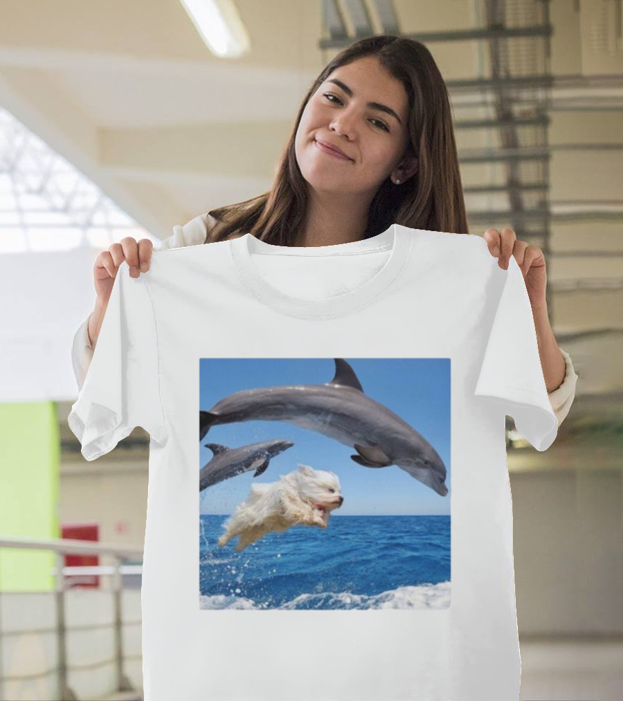 Dog Jump With Dolphin Ocean Adventure T-Shirt