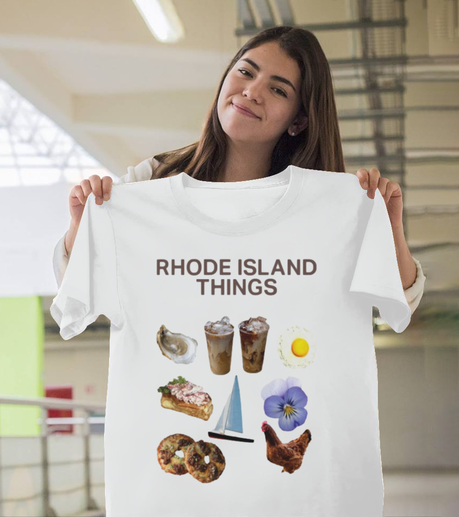 Rhode Island Things Iced Coffee Lobster Roll Sailboat Hen Johnnycakes T-Shirt