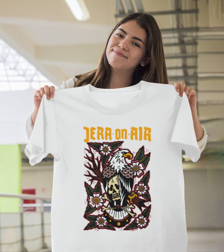 Richie Disaster Jera On Air Eagle Skull Floral Design T-Shirt