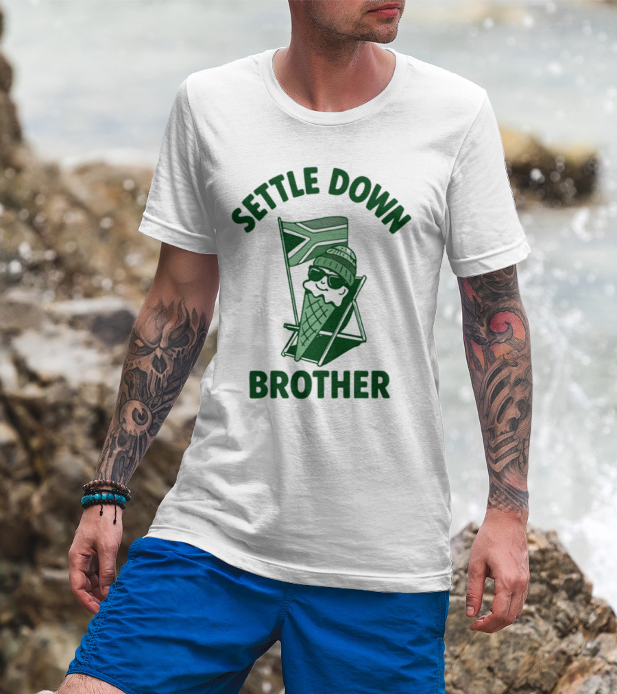 Settle Down Brother Ice Cream Cone Beach Chair Relaxation T-Shirt