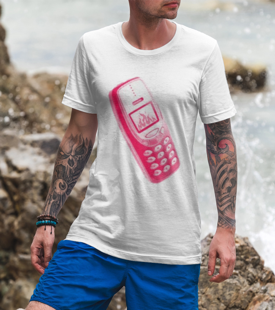 Ben Ellis The Burner Phone Retro Cell Fire Graphic T-Shirt