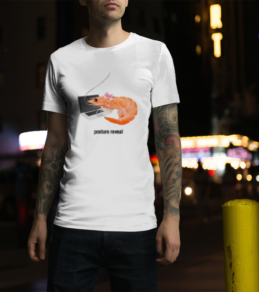 Shrimp Laptop Bow Posture Reveal T-Shirt