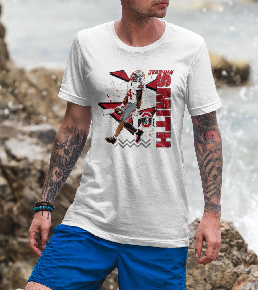 Ohio State Buckeyes Football Jeremiah Smith 90s Style Vintage Red Black Pattern T-Shirt