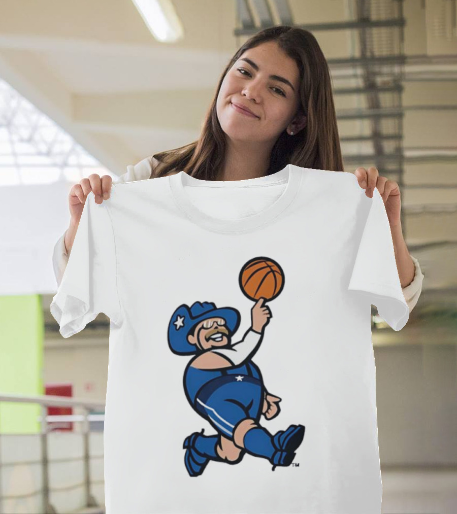 Frisco RoughRiders Dallas Mavericks Crossover Mascot Basketball Cowboy T-Shirt