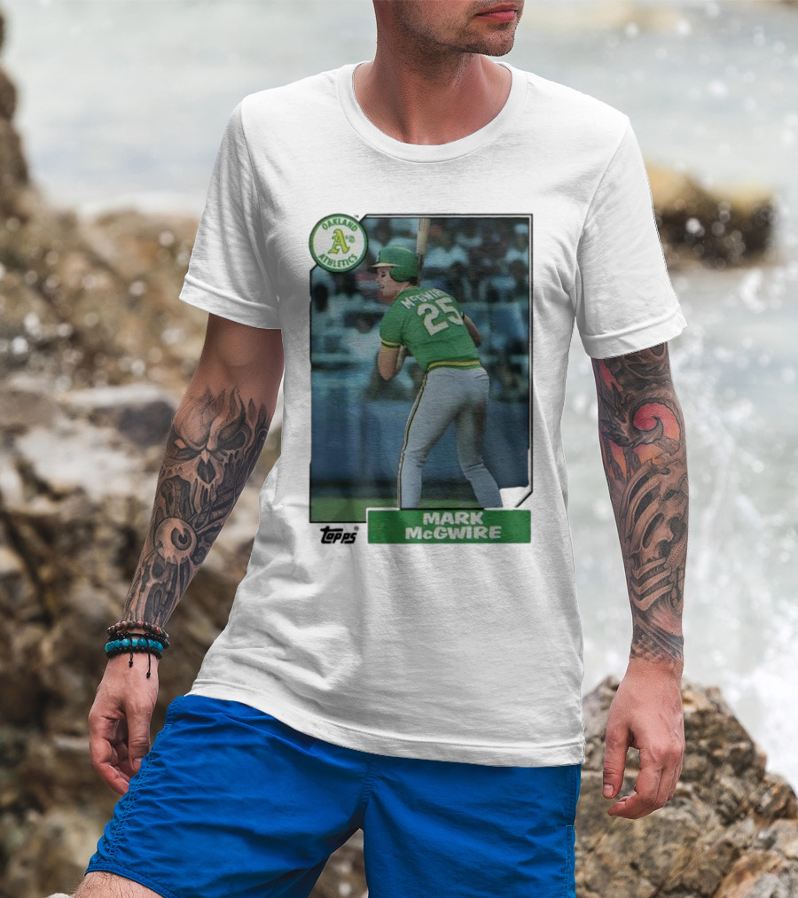 Oakland Athletics Mark McGwire 25 Topps Baseball Player MLB T-Shirt