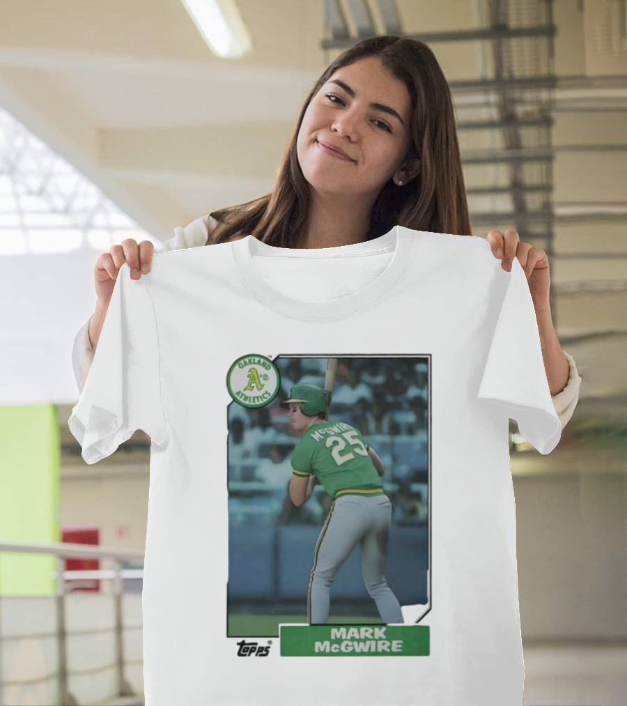 Oakland Athletics Mark McGwire 25 Topps Baseball Player MLB T-Shirt