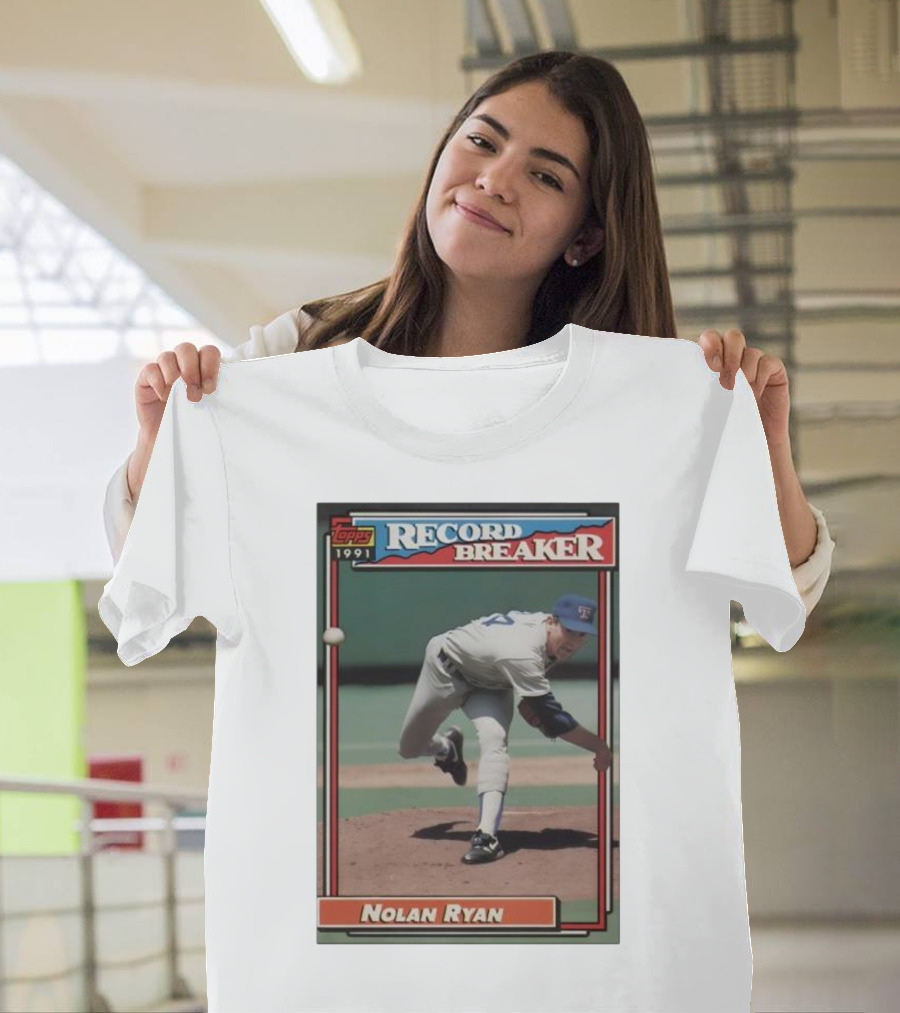 Topps 1991 Nolan Ryan Texas Rangers Record Breaker MLB T-Shirt