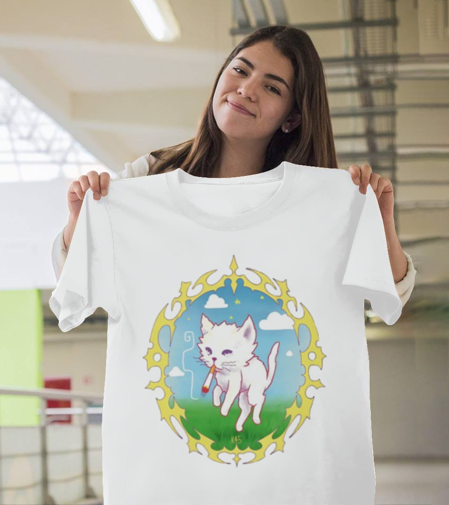 Where's Your Head At Cat Kitties Cosmic Chill Smoke Art T-Shirt