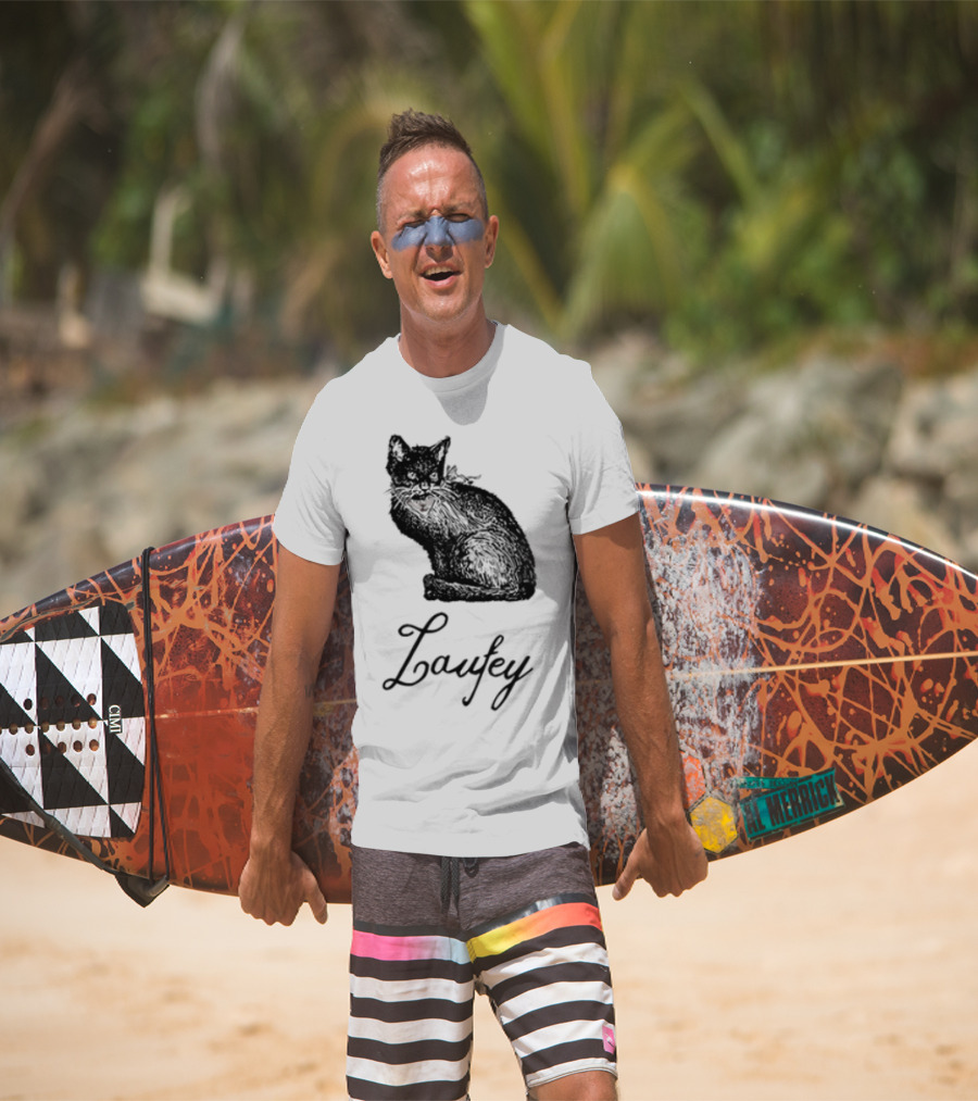 Laufey Black Cat Red Bow Silhouette T-Shirt