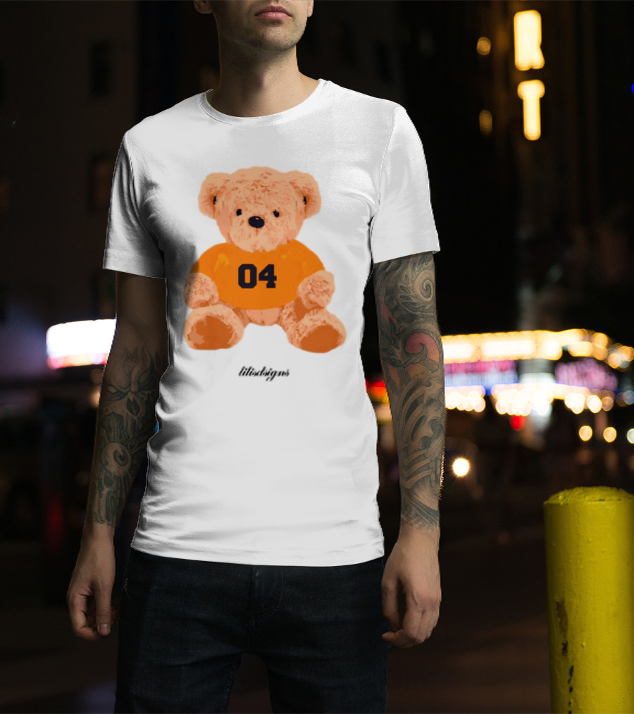 Lilisdsigns 04 Teddy Bear Plush Toy In Orange T-Shirt
