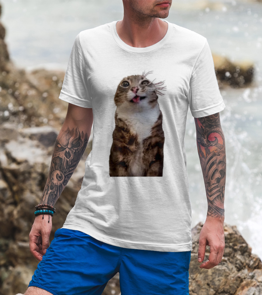 Rigby Cat Funny Feline Expression With Tongue Out T-Shirt