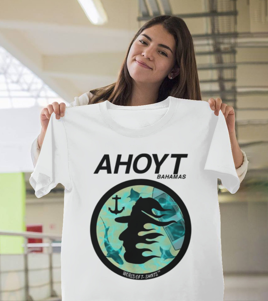 Worldof S Ahoyt Bahamas Anchor Sharks Circle Ocean Theme T-Shirt
