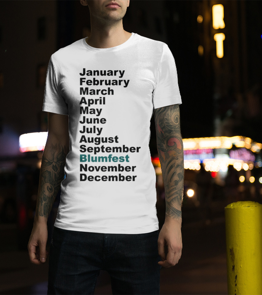 Blumhouse Blumfest Annual Celebrations Calendar Months Listed Design T-Shirt