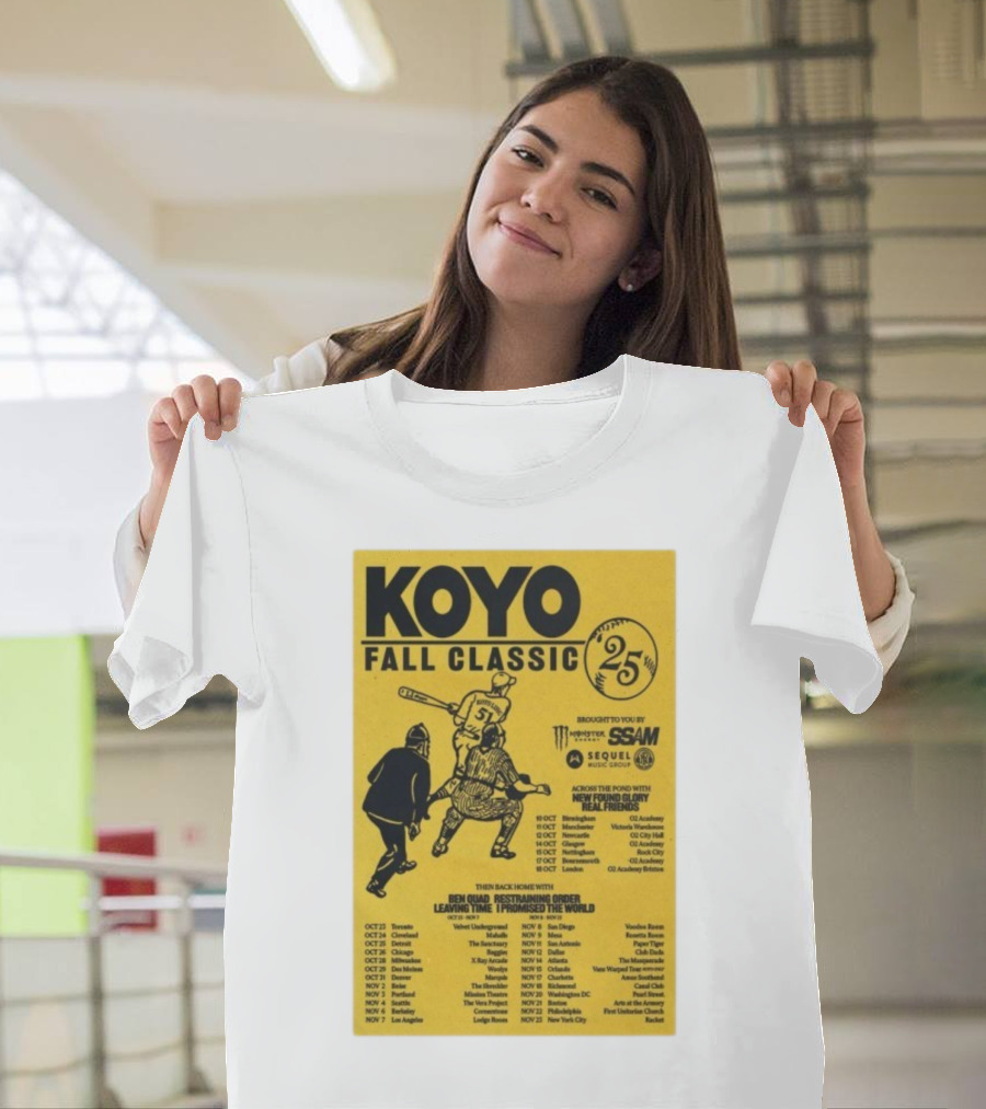 Koyo Fall Classic 2025 Tour Featuring New Found Glory Real Friends Ben Quad Restraining Order T-Shirt
