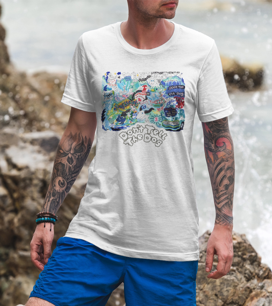 Don't Tell The Dog Sunflower Ventura Highway Whimsical Collage T-Shirt