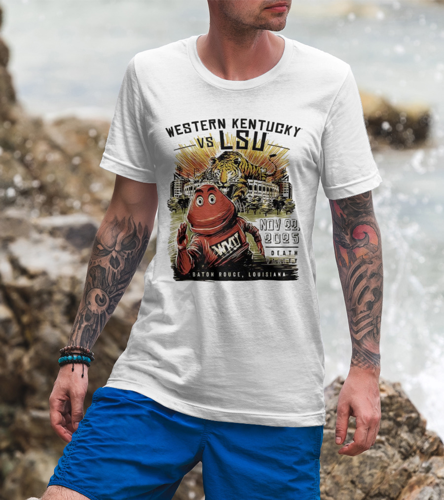 Western Kentucky Vs LSU November 2025 Tiger Mascot Baton Rouge Louisiana Stadium T-Shirt