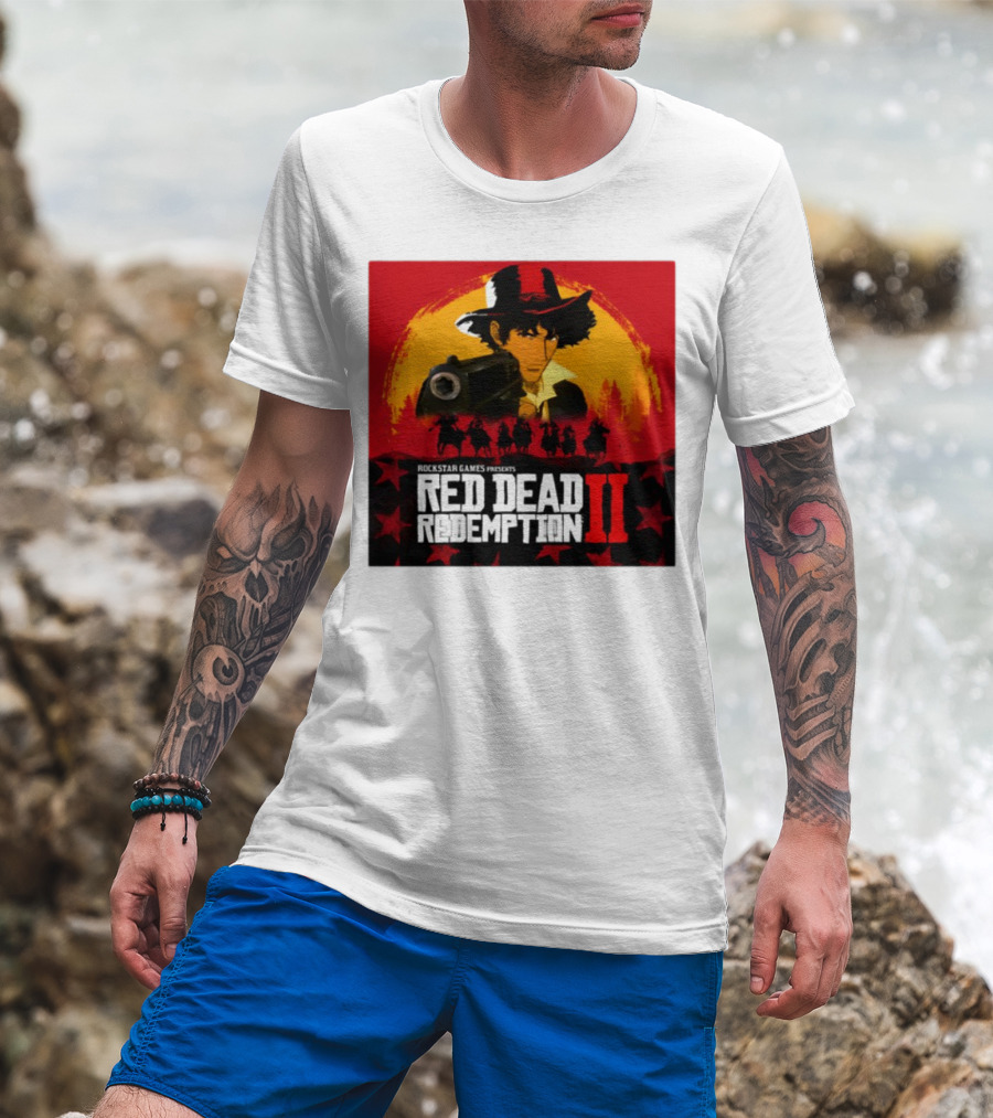Rockstar Games Red Dead Redemption II Goofyahhtees Spike Rd2 Cowboy Gunman T-Shirt