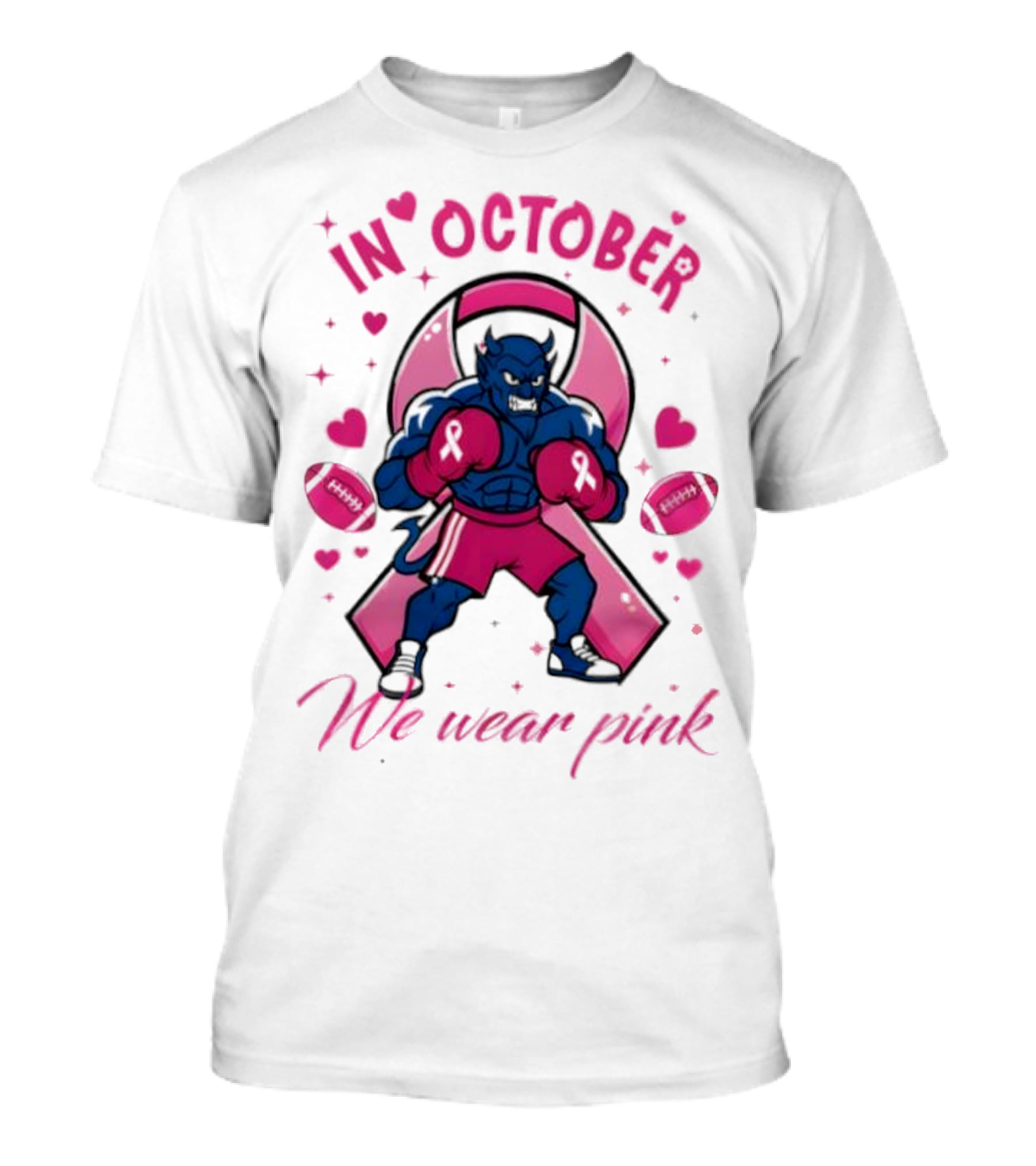 Duke Blue Devils Tackle Cancer Boxing Pink Awareness In October We Wear Pink T-Shirt