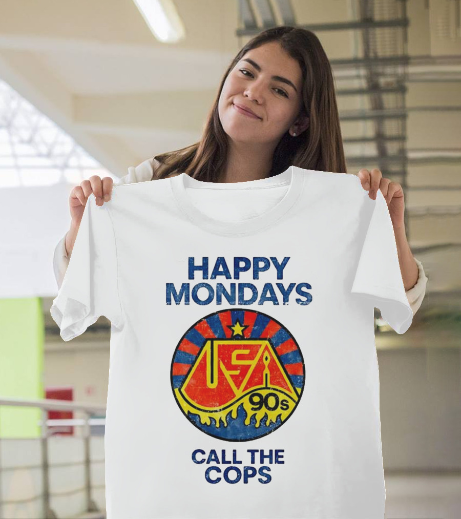 Happy Mondays USA 90s Call The Cops Starburst Retro T-Shirt