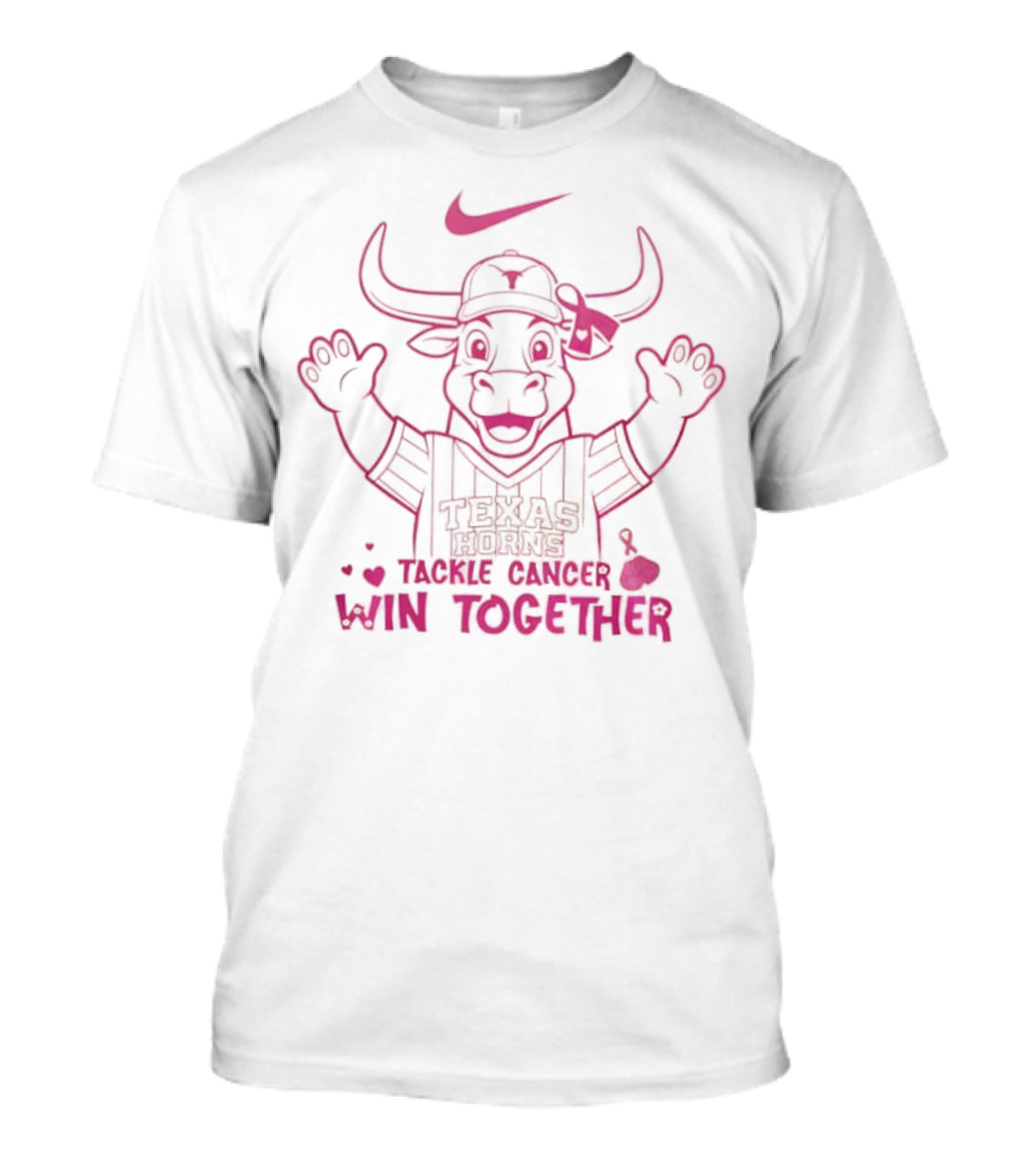 Texas Longhorns We Wear Pink October Tackle Cancer Win Together T-Shirt