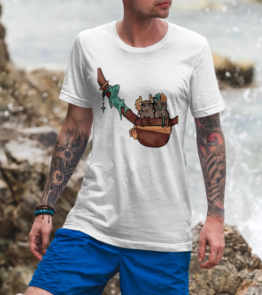 Coilpunk Steamcoil Phighting Cute Duo In Bag With Antlers And Spear T-Shirt