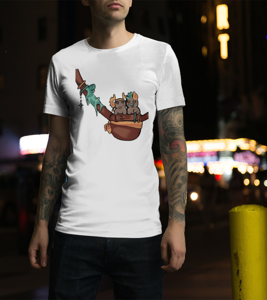 Coilpunk Steamcoil Phighting Cute Duo In Bag With Antlers And Spear T-Shirt