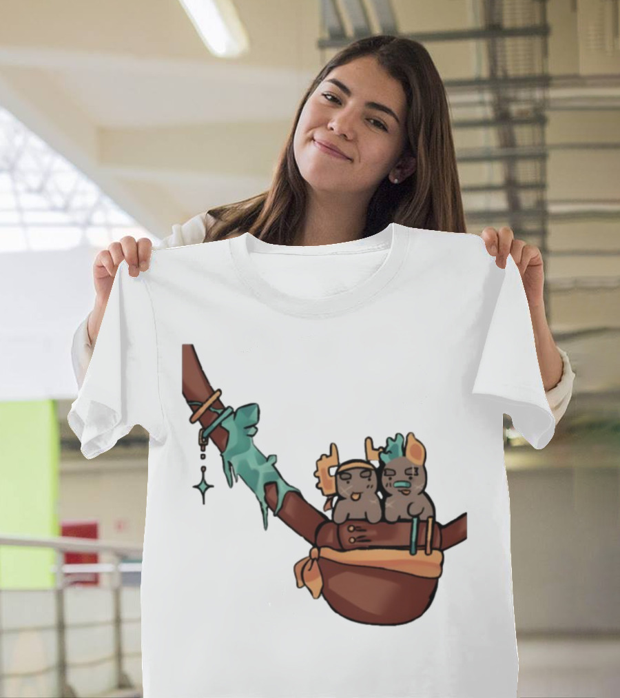 Coilpunk Steamcoil Phighting Cute Duo In Bag With Antlers And Spear T-Shirt