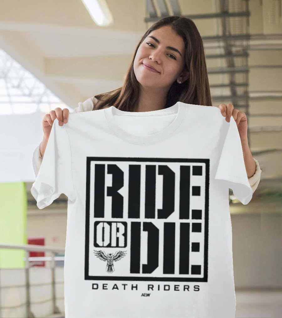 Death Riders Ride Or Die Skeleton Biker Gang AEW T-Shirt