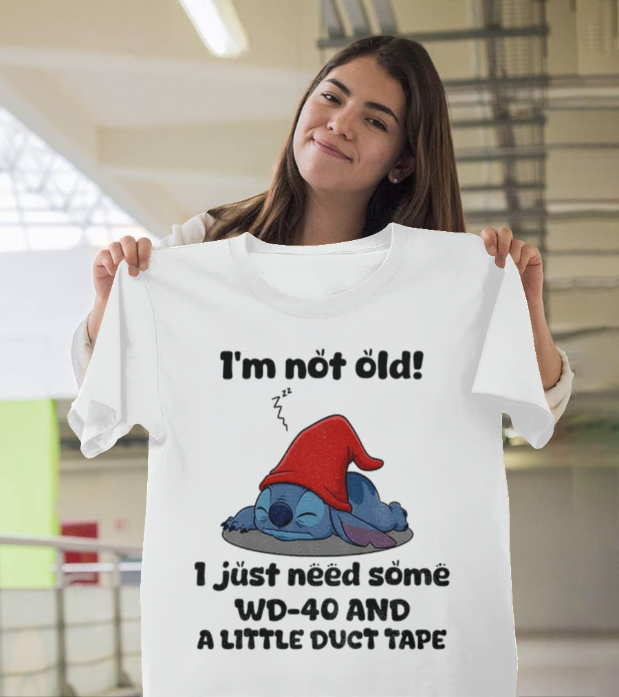 Stitch Sleepy Time WD-40 Duct Tape Humor T-Shirt