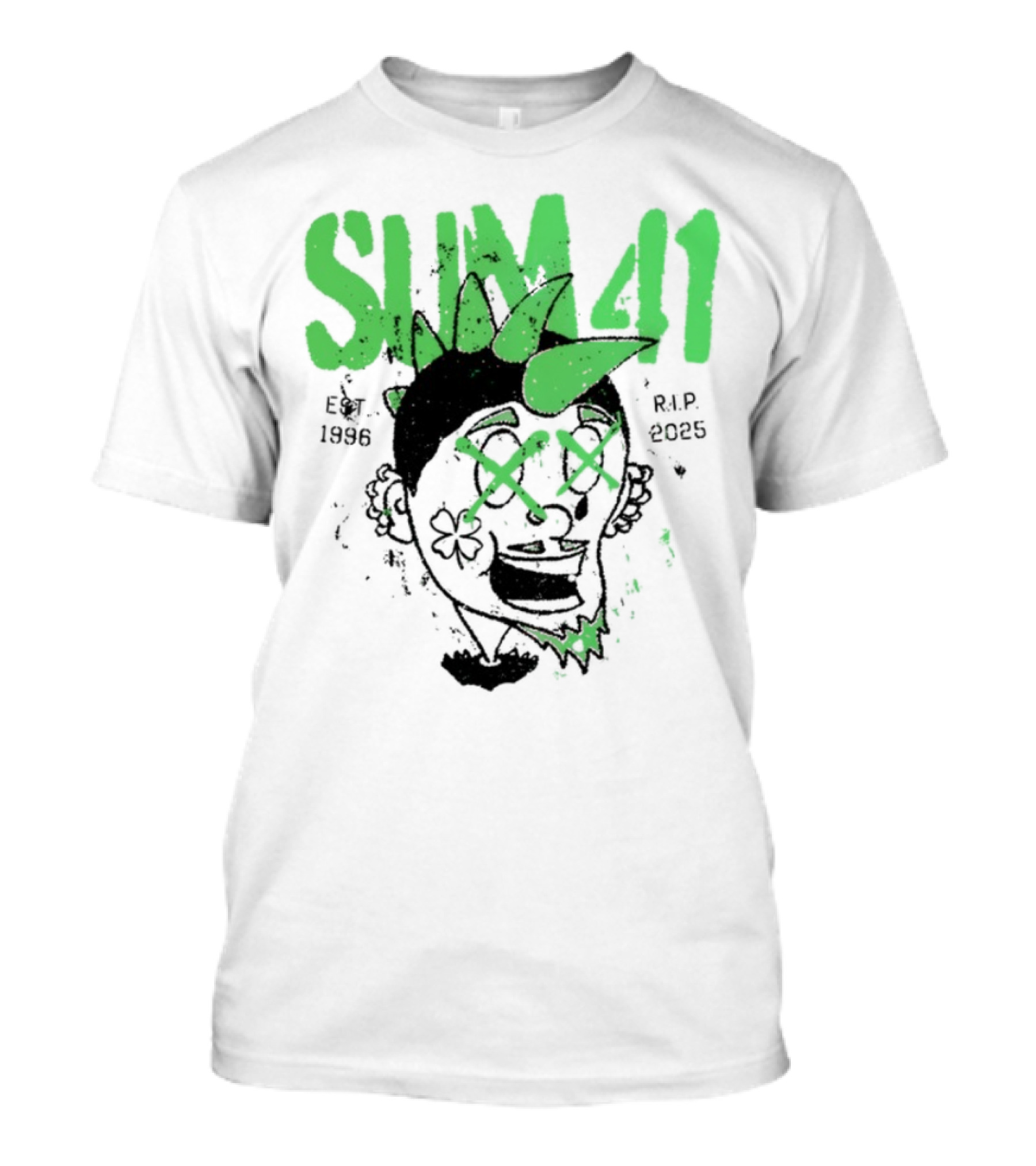 Sum41 St Patrick's Day Punk Skull Green Spikes T-Shirt