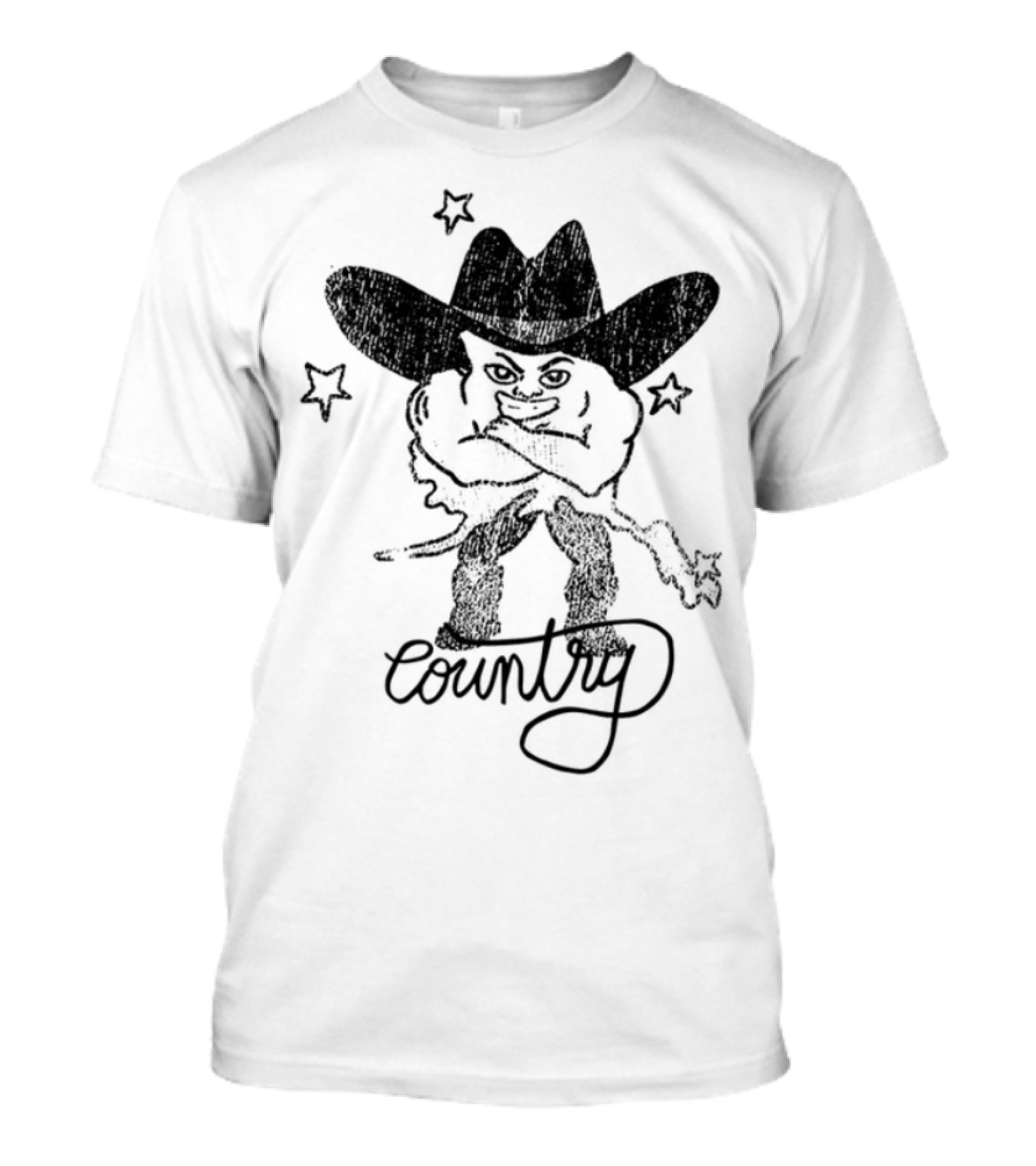 Weird Guy Cowboy With Guitar Retro Style T-Shirt