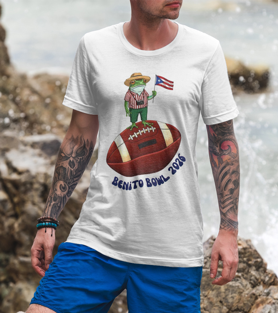 Bad Bunny Puerto Rico Frog Flag Benito Bowl 2026 Football T-Shirt