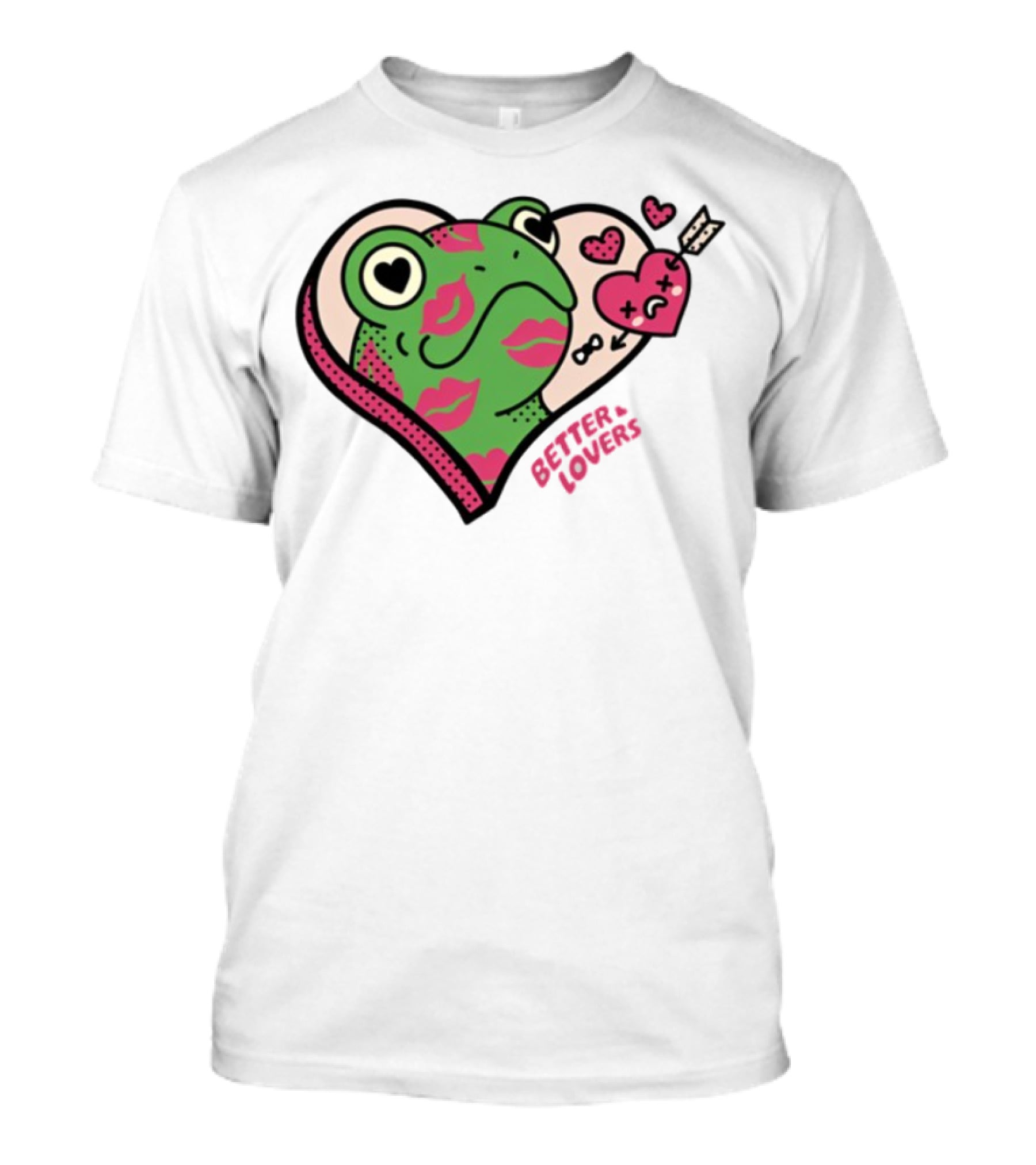 Better Lovers Love Frogs Heart Kisses Fun Graphic T-Shirt